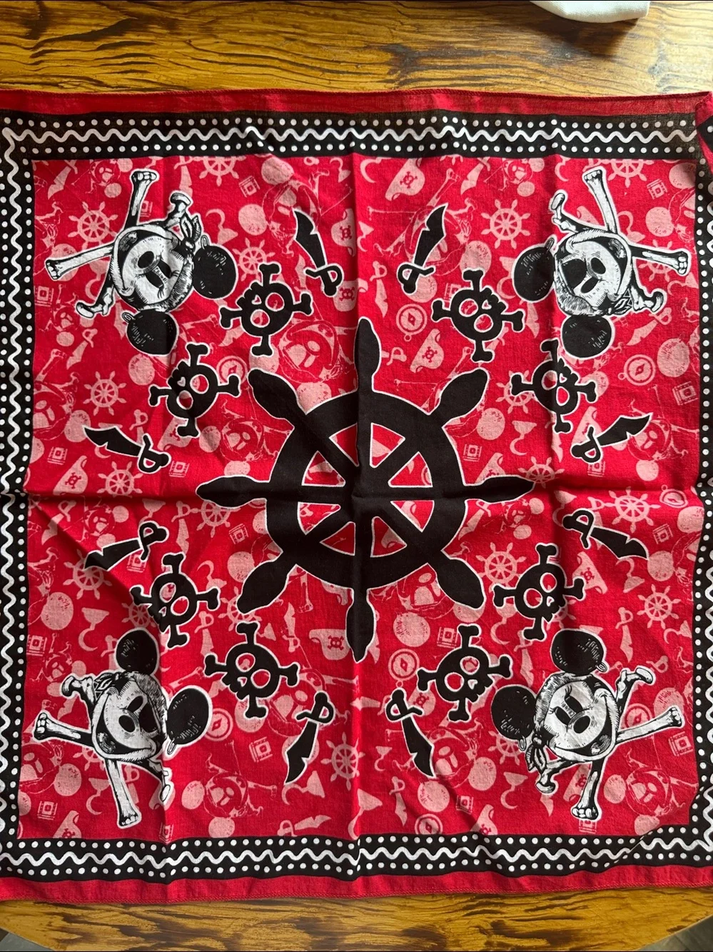 Disney cruise line Red and Black Pirate Mickey Bandana for Kids